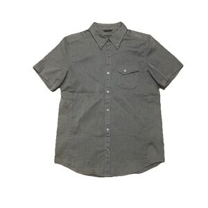 Mission Workshop Shirt Men's Medium Button Down Gray Oxford Short Sleeve Pocket